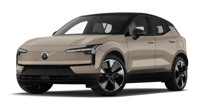 Volvo EX30 Ansicht von Vorne mit angeschrägten Reifen