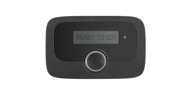 Elektronische Mautbox für Wohnmobile mit Displayanzeige "Ready to Go!" - On-Board-Unit für europäische Mautsysteme