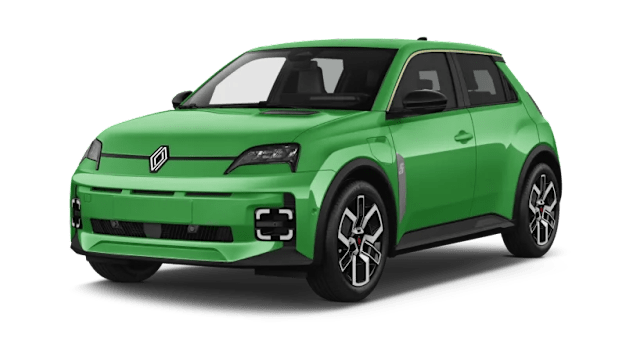 Front Side Picture of the Renault 5 E-Tech in green
