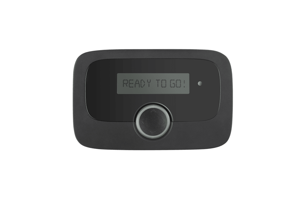 Elektronische Mautbox für Wohnmobile mit Displayanzeige "Ready to Go!" - On-Board-Unit für europäische Mautsysteme