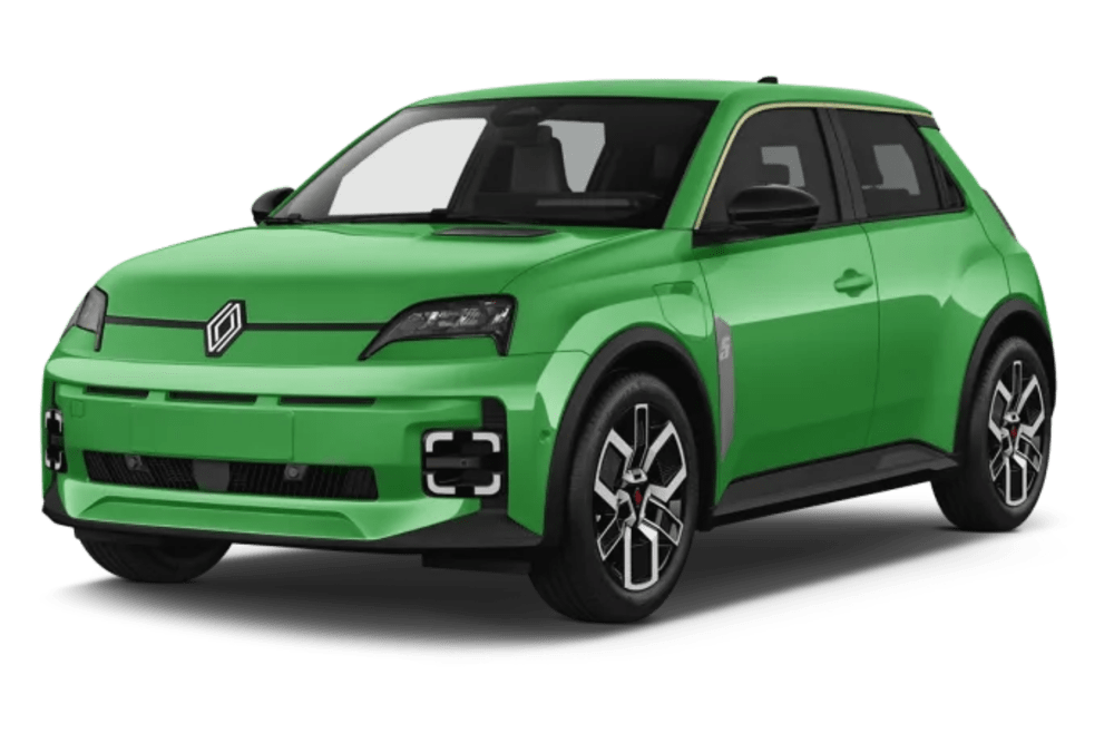 Front Side Picture of the Renault 5 E-Tech in green