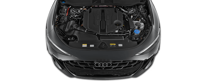Audi Motoransicht mit offener Motorhaube