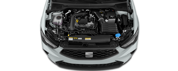 Seat Ibiza Motoransicht mit offener Motorhaube