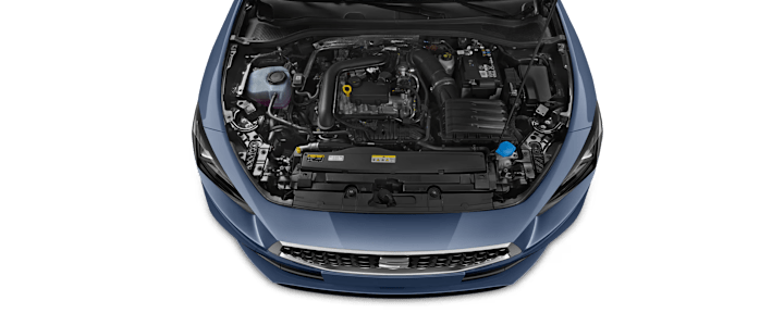 Seat Leon Motoransicht mit offener Motorhaube