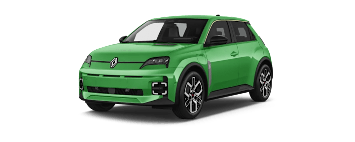 Front Side Picture of the Renault 5 E-Tech in green