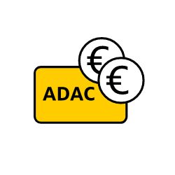 Piktogramm ADAC Mitgliedskarte mit Euro-Münzen