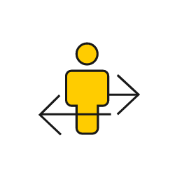Piktogramm Mensch mit zwei Pfeilen