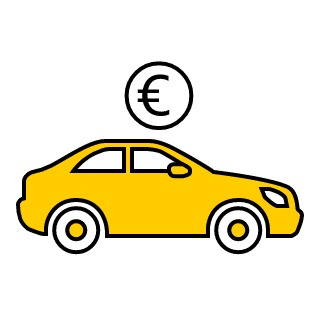 Piktogramm E-Auto mit Euro-Münze