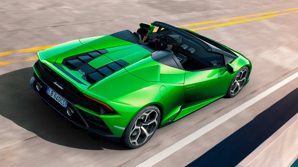 Draufsicht auf einen stehenden Lamborghini Huracan Spyer