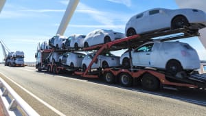 LKW transportiert neue Autos