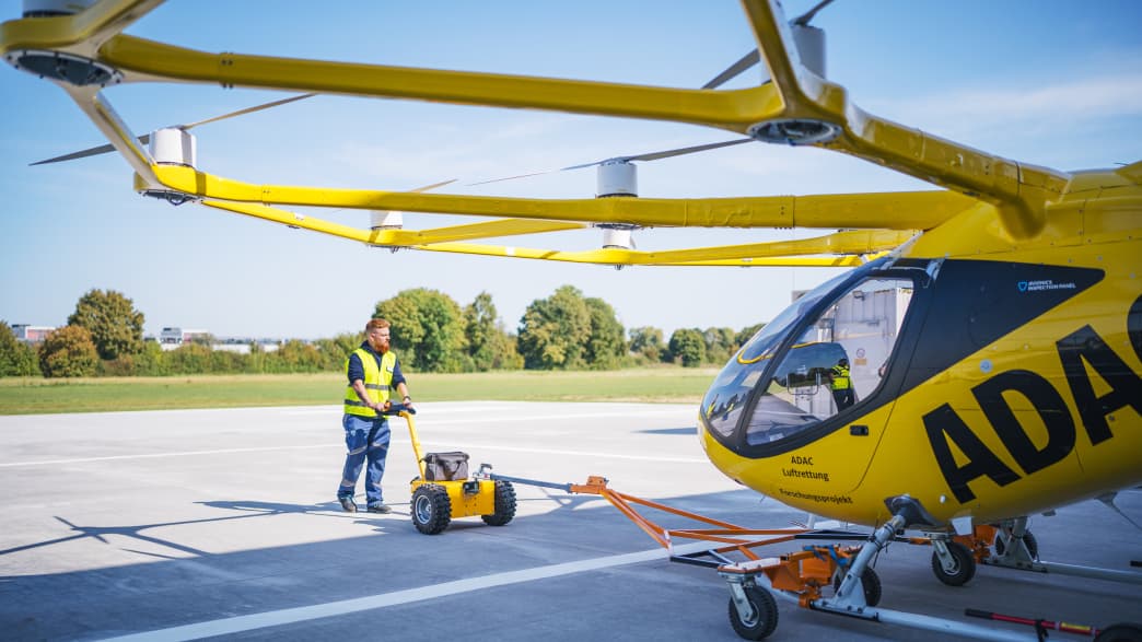 Der ADAC Volocopter wird gezogen