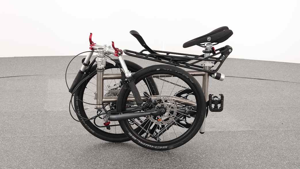 Das Klapprad von Vello eingeklappt fotografiert