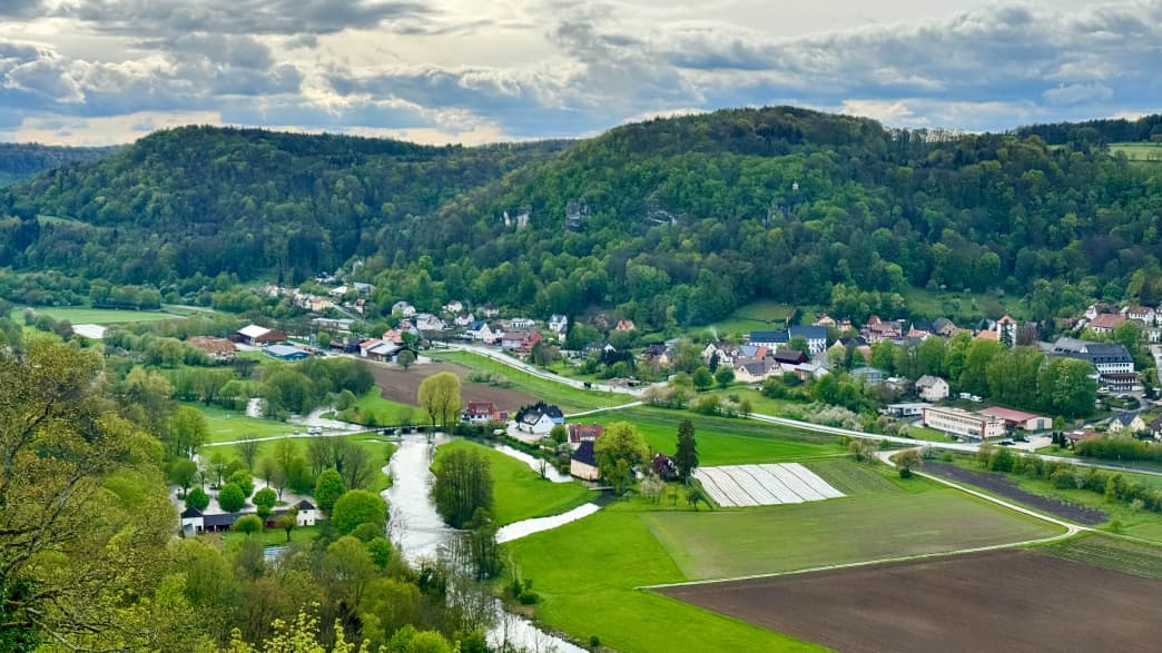 Blick auf Streitberg im Wiesenttal in der Fränkischen Schweiz