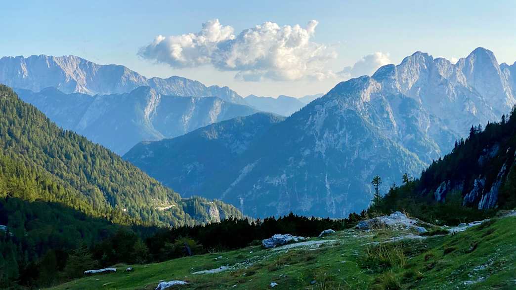 Panorama des Vršič-Pass in Slowenien