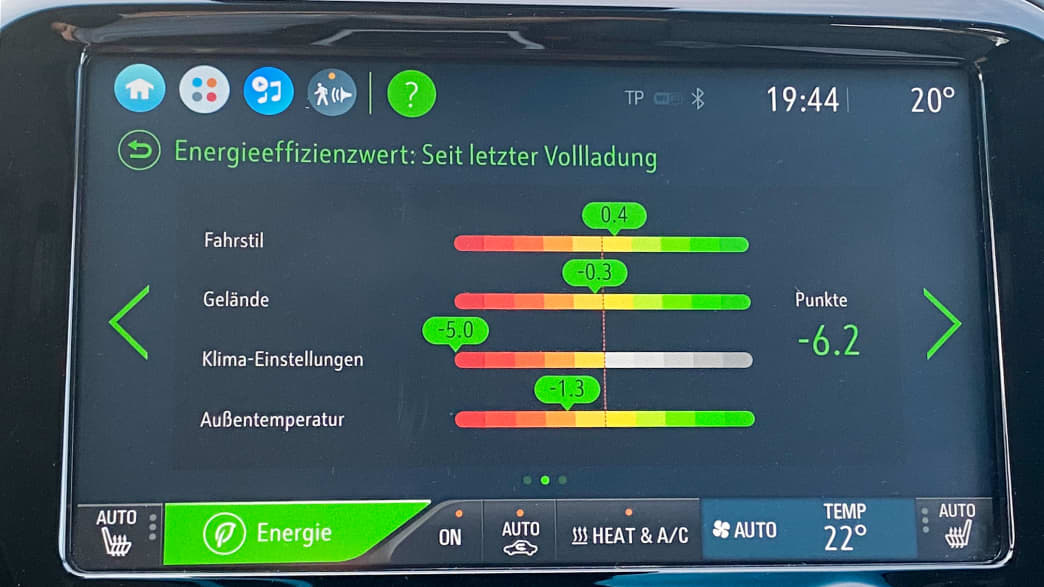 Das Display eines Opel Ampera-e