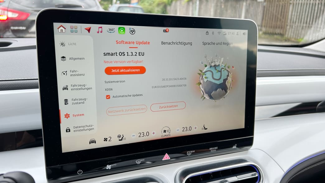 Touchscreen im Smart mit Informationen