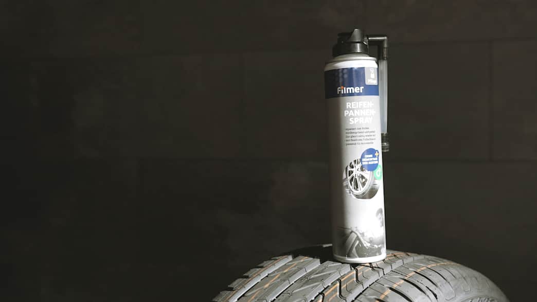Reifendichtmittel Produkte im TCS Vergleich Filmer Reifenpannen Spray