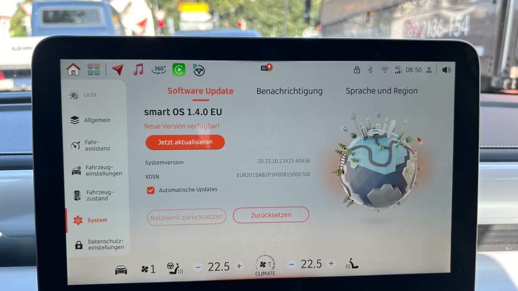 Touchscreen im Smart mit Informationen