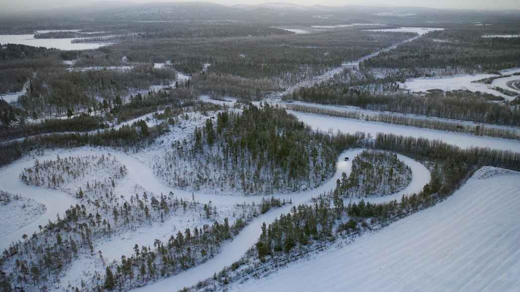 Teststrecke für den Winterreifentest in Ivalo
