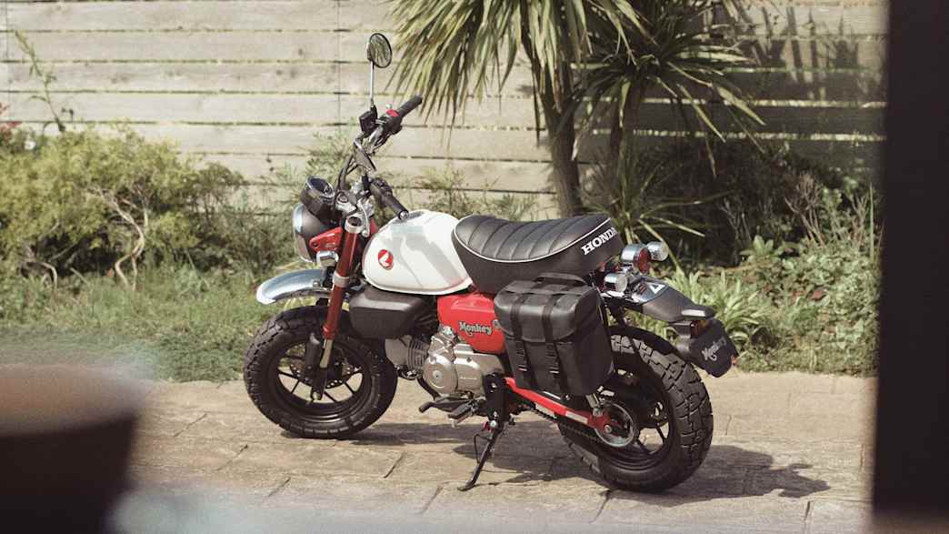 Die Honda Monkey 125 seitlich stehend zu sehen