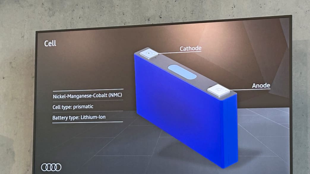 Bildschrim mit einem Schaubild der Lithium Batterie des Audi Q6 e-tron