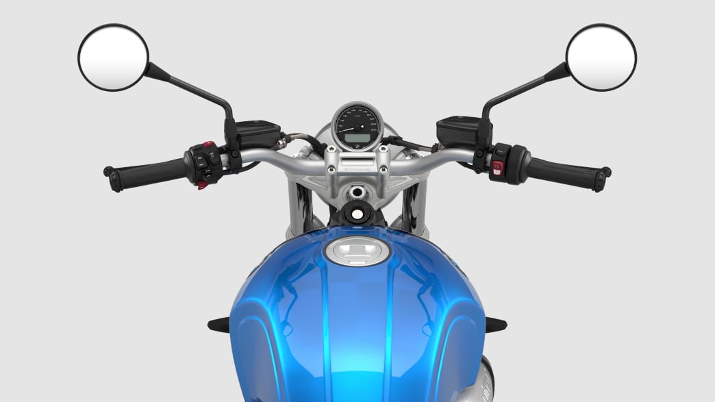 Ein Detail der BMW R nineT Scrambler des Lenkers
