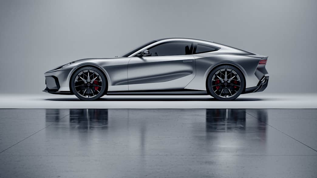 Der silberne Sportwagen Piech Mark Zero 