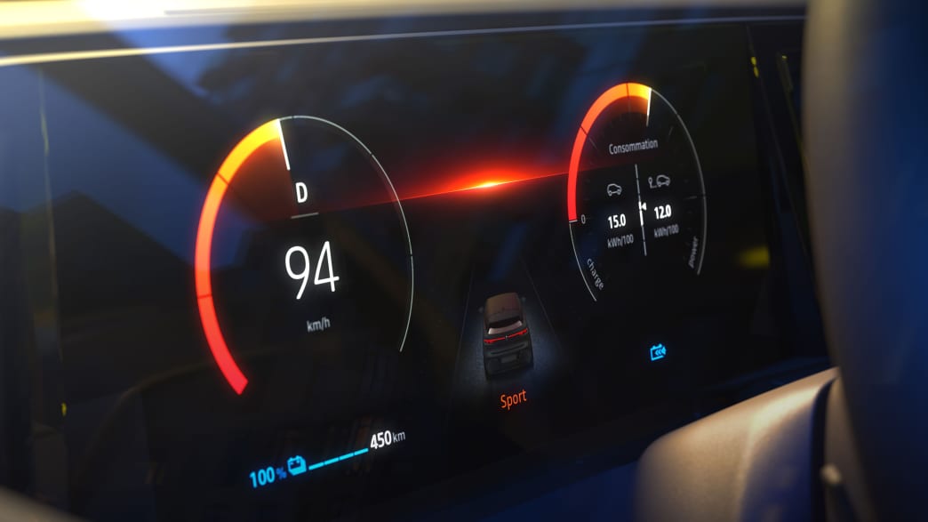 Die digitale Anzeige eines Renault Megane E-Tech