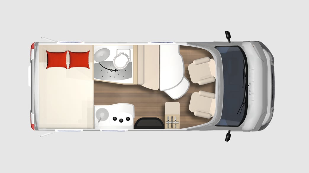 Der Grundriss des Wohnmobils von Bürstner