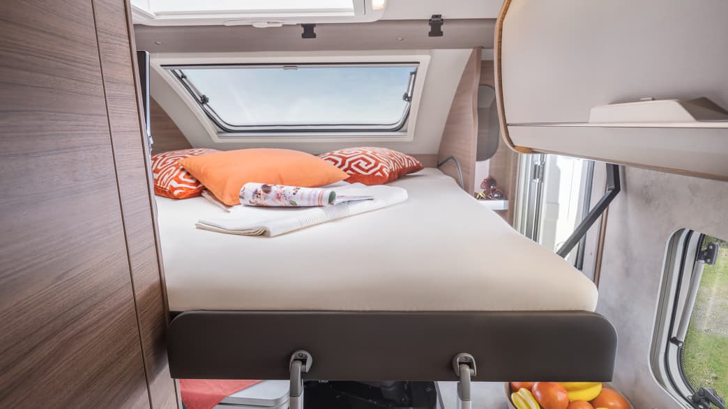 Der Bettbereich des Wohnmobils von Knaus