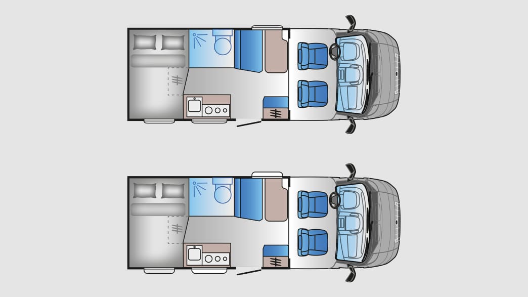 Ein Grundriss eines Wohnmobils von Sunliving C 60 SP