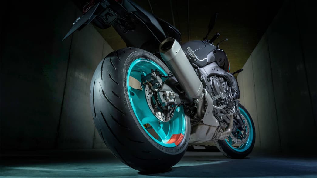 Hinterrad der Yamaha MT-10