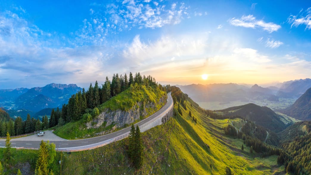 Luftaufnahme der Rossfelder Panoramastraße