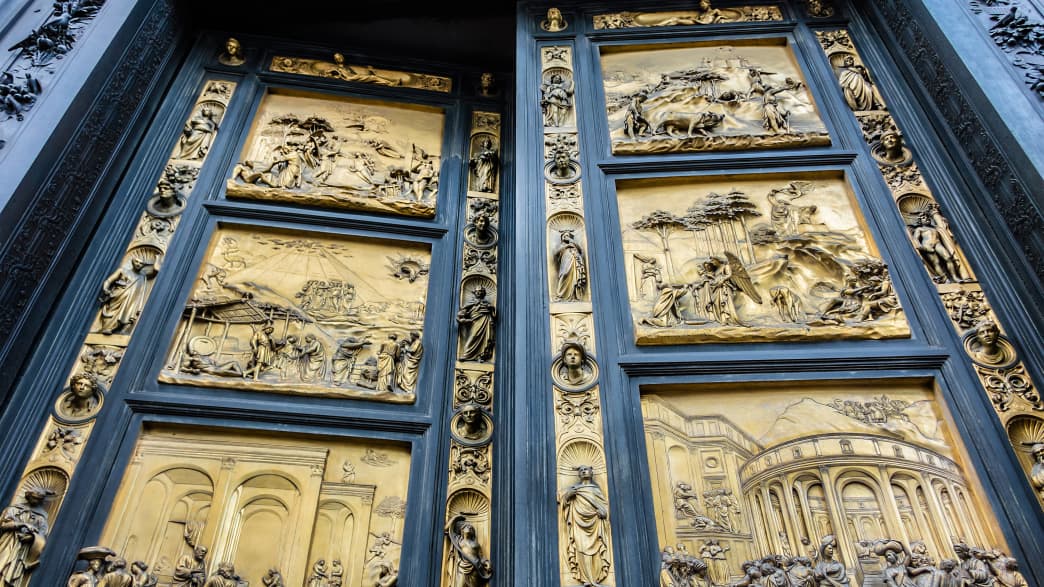 Bronzereliefs der Paradiestür von Ghiberti am Ostportal der Kathedrale Santa Maria del Fiore Kathedrale