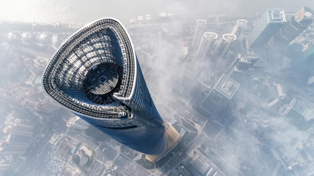 Luftaufnahme des Shanghai Tower