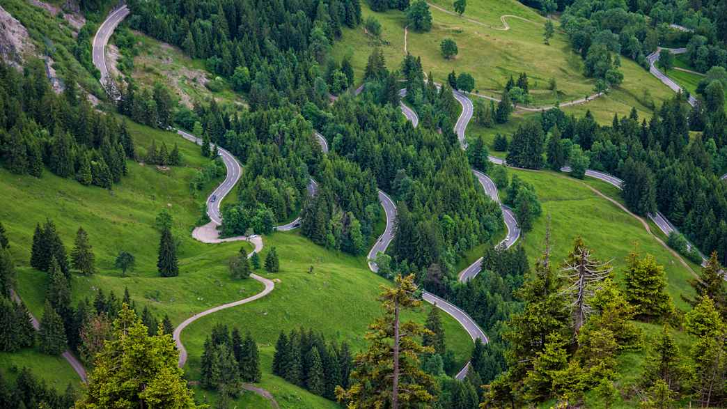 Straßenverlauf der Oberjoch Passstraße