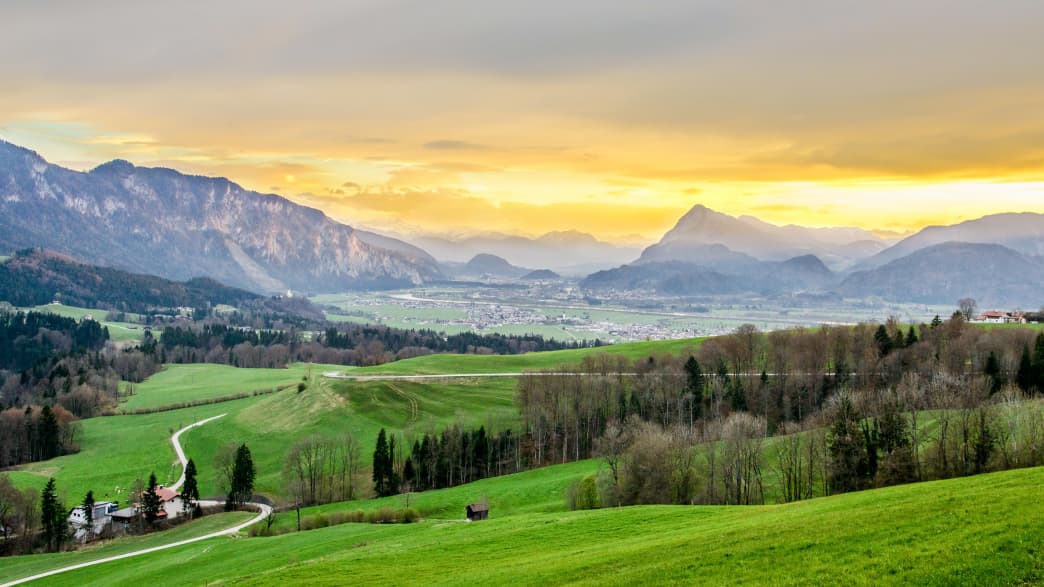 Sonnenuntergang und Panorama auf das Inntal