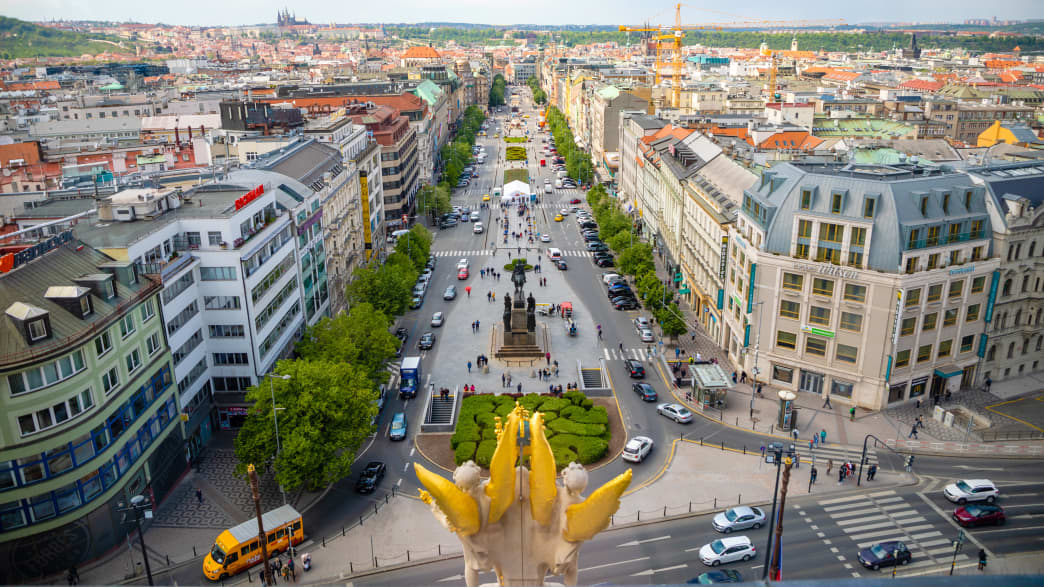 Blick auf den Wenzelsplatz in Prag