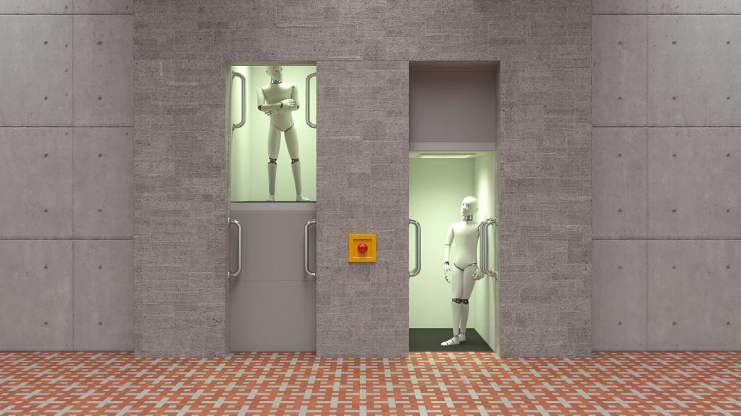 Roboter in einem Paternoster