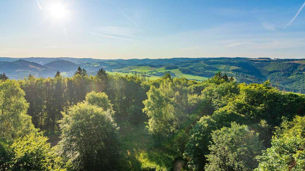 Blick vom Turm auf dem Wilzenberg über das Rothaargebirge