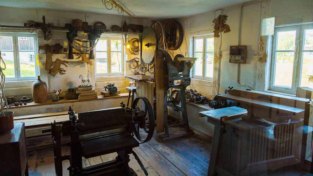 Beispiel einer historischen Werkstatt im Freilichtmuseum Seiffen