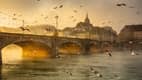 Mittlere Rheinbrücke in Basel im Morgenlicht