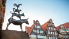 Statue der Bremer Stadtmusikanten in der Altstadt von Bremen