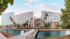 Stadtansicht von Düsseldorf mit dem bekannten Kö-Bogen
