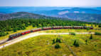 Die Brockenbahn auf dem Weg auf den Brocken im Harz