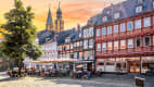 Blick auf die schönen Fachwerbauten von Goslar