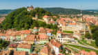 Luftaufnahme der Stadt Sighisoara in Rumänien