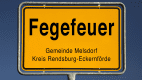 Gelbes Ortsschild von Fegefeuer