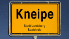 Gelbes Ortsschild von Kneipe