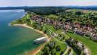 Luftaufnahme des Brombachsees mit der MS Brombachsee